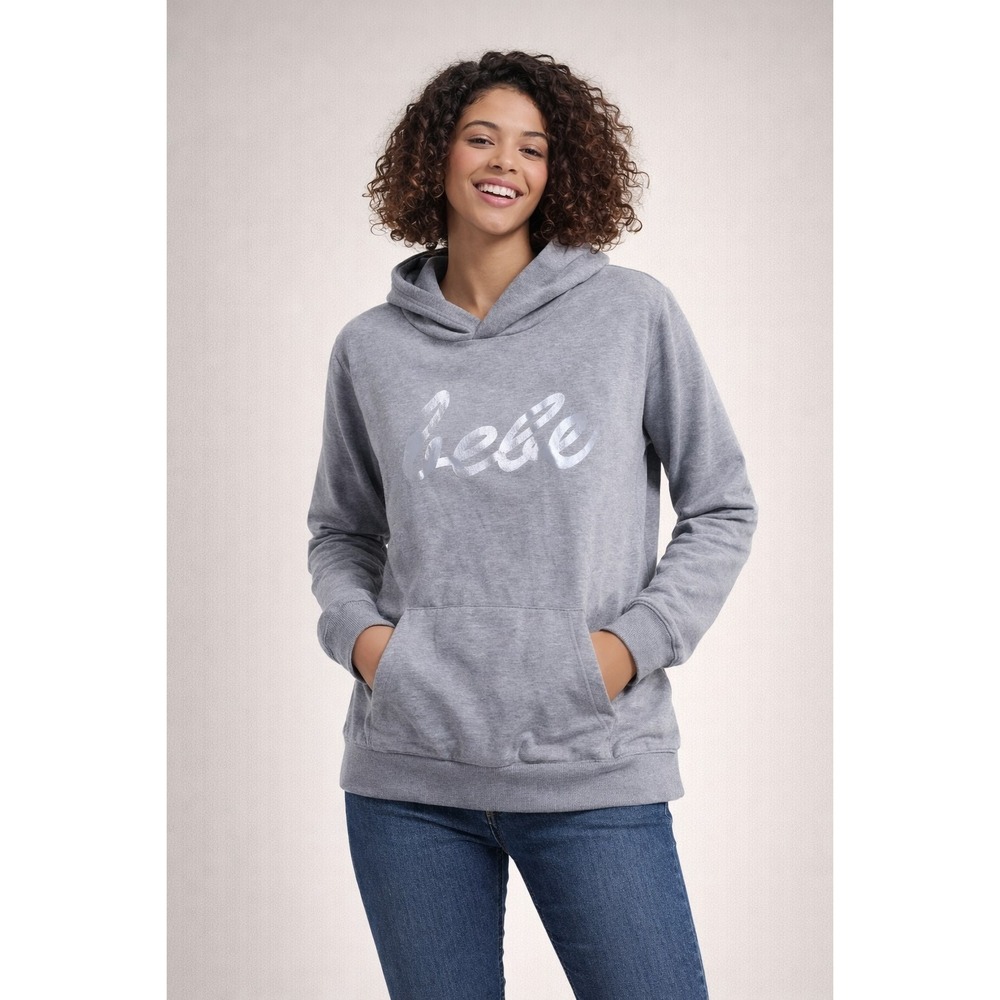 Bebe Gray Spellout Logo Soft Hoodie Women's size XL